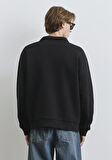 Mavi Logo Baskılı Yarı Fermuarlı Siyah Sweatshirt 0S10208-900