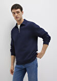 Yarı Fermuarlı Lacivert Sweatshirt 0S10414-86415