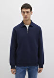 Yarı Fermuarlı Lacivert Sweatshirt 0S10414-86415