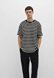 Çizgili Siyah Tişört 0612860-70057