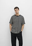 Çizgili Siyah Tişört 0612860-70057