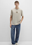 Baskılı Bej Tişört 0612837-70039