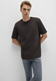 Bisiklet Yaka Kahverengi Basic Tişört 0611596-70219