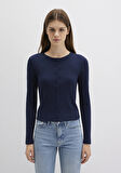 Düğme Detaylı Lacivert Uzun Kollu Tişört 1613330-82318