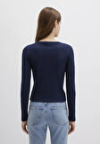 Düğme Detaylı Lacivert Uzun Kollu Tişört 1613330-82318