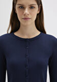 Düğme Detaylı Lacivert Uzun Kollu Tişört 1613330-82318