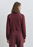 Biye Detaylı Fermuarlı Bordo Sweatshirt 1S10365-70393