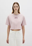 Mavi Logo Baskılı Pembe Crop Tişört 1613411-71018