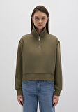 Yarı Fermuarlı Haki Sweatshirt 1S10391-71589