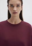 Bisiklet Yaka Bordo Basic Sweatshirt 1610198-70415