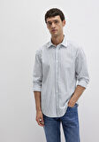 Mavi Çizgili Beyaz Gömlek 0211705-90928