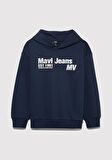 Mavi Jeans Basklı Kapüşonlu Lacivert Sweatshirt 6S10141-82318