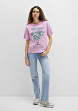 Plaj Baskılı Pembe Tişört 1613490-71031