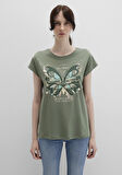 Kelebek Baskılı Yeşil Tişört 1613461-71841