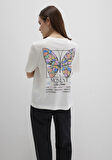 Kelebek Baskılı Ekru Tişört 1613462-70057