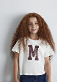 M Logo Baskılı Ekru Tişört 7610348-70057