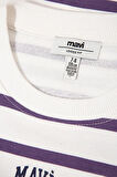 Logo Baskılı Mor Çizgili Sweatshirt 7S10038-88138