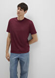 Etiket Detaylı Bordo Basic Tişört 0611824-70394