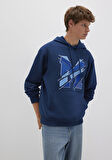 M Logo Baskılı Kapüşonlu Lacivert Sweatshirt 0S10106-89353