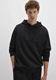 MVJNS Baskılı Kapüşonlu Siyah Sweatshirt 0S10346-900