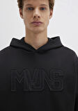 MVJNS Baskılı Kapüşonlu Siyah Sweatshirt 0S10346-900
