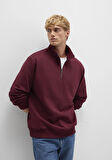 Yarı Fermuarlı Bordo Sweatshirt 0S10419-70394
