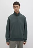 Yarı Fermuarlı Yeşil Basic Sweatshirt 0S10419-71598