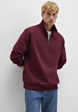 Yarı Fermuarlı Bordo Sweatshirt 0S10419-70394