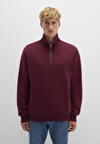 Yarı Fermuarlı Bordo Sweatshirt 0S10419-70394