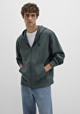 Mavi Logolu Kapüşonlu Fermuarlı Yeşil Sweatshirt 066979-71598