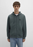 Mavi Logolu Kapüşonlu Fermuarlı Yeşil Sweatshirt 066979-71598