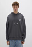 MVJNS Logo Baskılı Kapüşonlu Antrasit Sweatshirt 0611786-80106