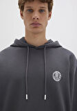 MVJNS Logo Baskılı Kapüşonlu Antrasit Sweatshirt 0611786-80106