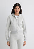 Kapüşonlu Gri İnterlok Sweatshirt 1S10424-88467