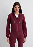 Kapüşonlu Bordo İnterlok Sweatshirt 1S10424-70394