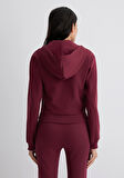 Kapüşonlu Bordo İnterlok Sweatshirt 1S10424-70394