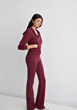 Kapüşonlu Bordo İnterlok Sweatshirt 1S10424-70394