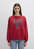 Mavi Logo Baskılı Kırmızı Sweatshirt 1S10381-80638