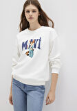 Mavi Kedi Logo Beyaz Sweatshirt 1S10460-70057