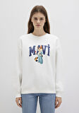 Mavi Kedi Logo Beyaz Sweatshirt 1S10460-70057
