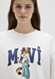 Mavi Kedi Logo Beyaz Sweatshirt 1S10460-70057
