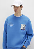 M Logo Nakış Detaylı Mavi Sweatshirt 0S10492-81330