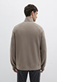 Yarı Fermuarlı Bej Sweatshirt 0S10483-70380