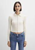 Düğmeli Ekru Triko Polo 1710787-80194