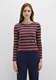 Uzun Kollu Çizgili Bordo Tişört 1613604-91193