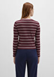 Uzun Kollu Çizgili Bordo Tişört 1613604-91193