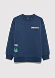 Minecraft Baskılı Lacivert Sweatshirt 6S10164-70720