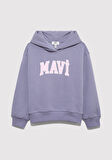 Mavi Logo Baskılı Kapüşonlu Mor Sweatshirt 7610035-88095