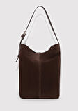 Süet Deri Koyu Kahverengi Kol Çantası 1913696-29718