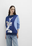 Bugs Bunny Baskılı Lacivert Sweatshirt 1S10471-89353